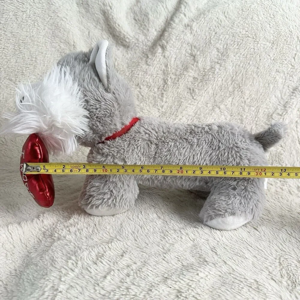 Walgreens I Woof You Heart Schnauzer Dog Plush Grey 12” Valentines Stuffed Toy